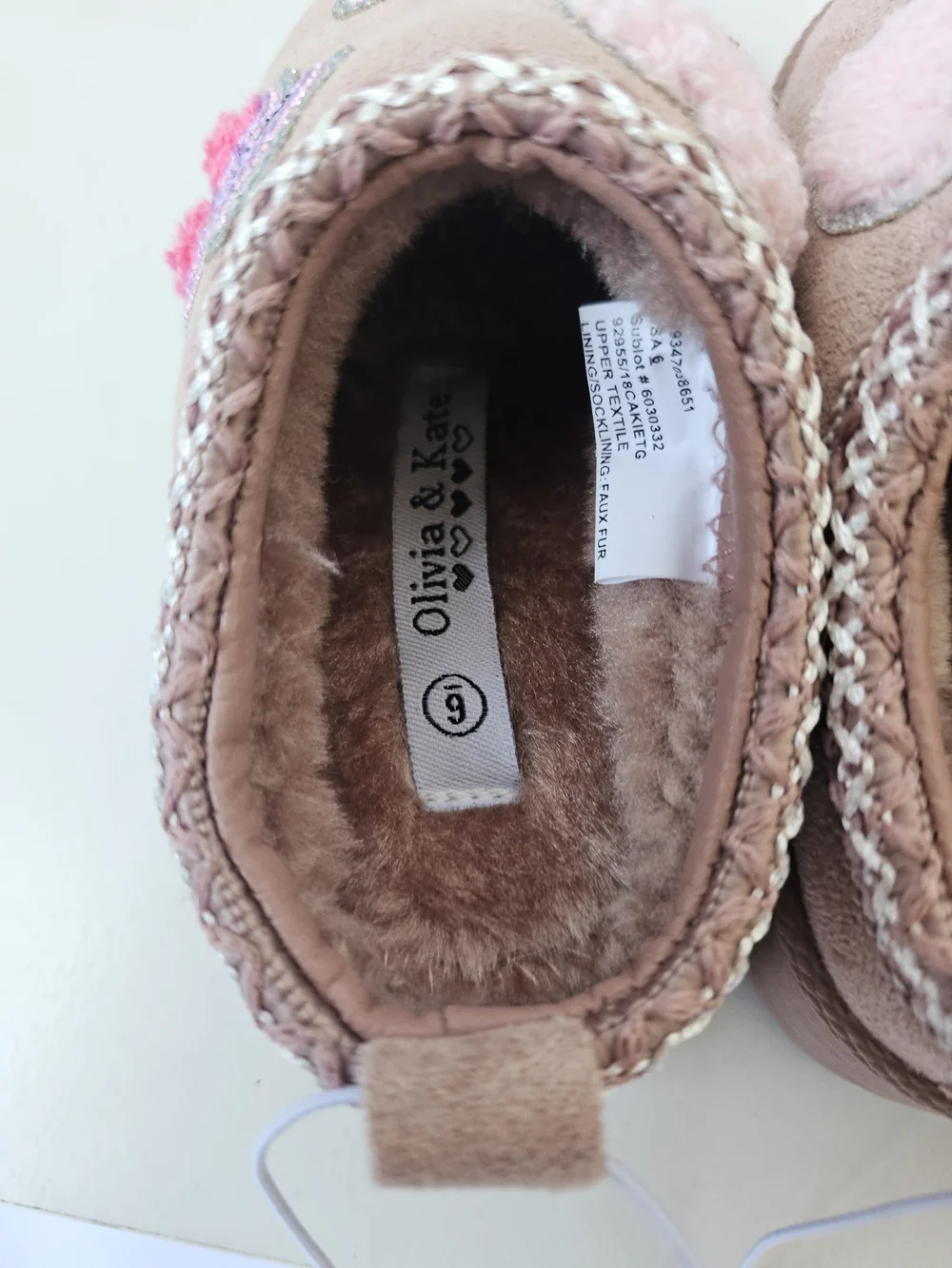 Olivia & Kate Girls Blush Multi Butterfly Cherry Slippers Mules Size 6 NIB